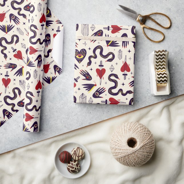 Papier Cadeau Motif mystique rétro (Artisanat)