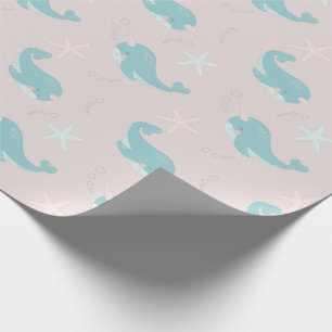 Papier Cadeau Motif Narwhal et Starfish