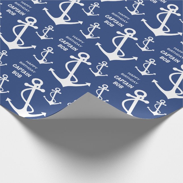 Papier Cadeau Motif nautique d'Ancre de capitaines de fête (Coin)