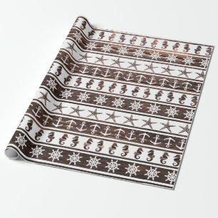 Papier Cadeau Motif nautique sur le bois
