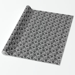 Papier Cadeau Motif noir de dentelle sur l'arrière - plan blanc