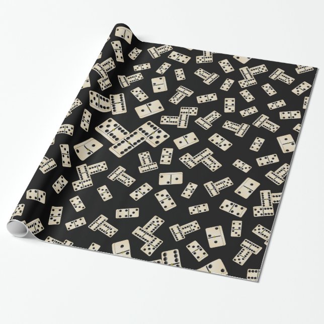 Papier Cadeau Motif noir de domino d'amusement (Déroulé)