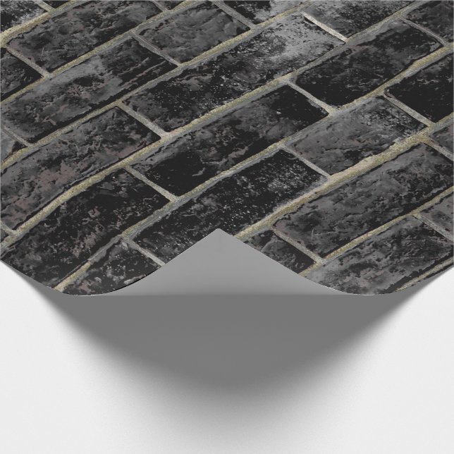 Papier Cadeau Motif noir de mur de briques (Coin)