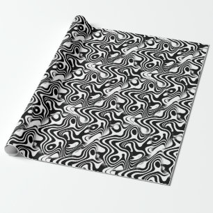 Papier Cadeau Motif noir et blanc à la mode de remous de résumé
