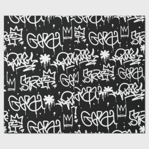 Papier Cadeau Motif noir et blanc de graffiti