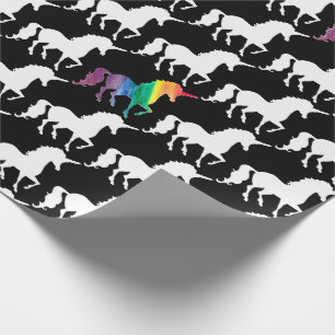 Papier Cadeau Motif noir et blanc frais de licorne d'arc-en-ciel