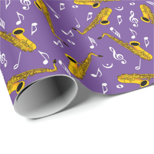 Papier Cadeau Motif note musique saxophone