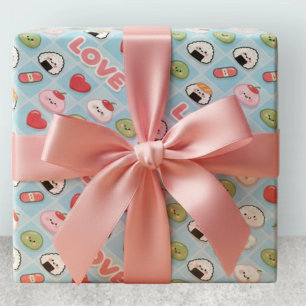 Papier Cadeau Motif Nourriture Sushi Mochi Kawaii AMOUR