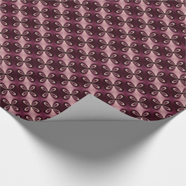 Papier Cadeau Motif numérique Pétal Floral Rouge Bourgogne (Coin)