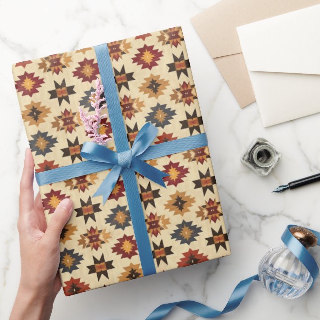 Papier Cadeau motif occidental cool carrelé (Cadeaux)