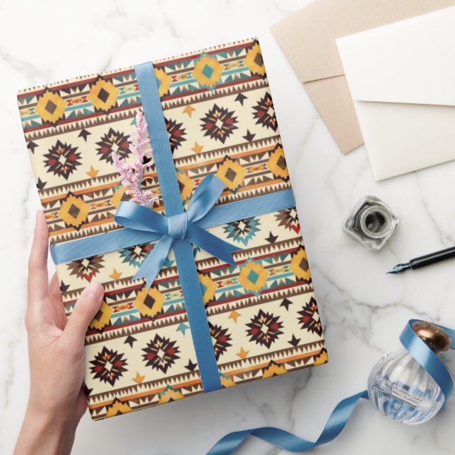 Papier Cadeau motif occidental cool carrelé (Cadeaux)