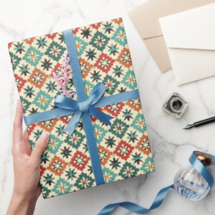 Papier Cadeau motif occidental cool carrelé