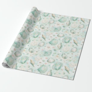 Papier Cadeau Motif Océan Aquarelle Coquillage Men