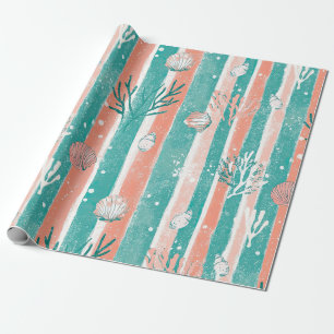 Papier Cadeau Motif Océan Corail Tropical
