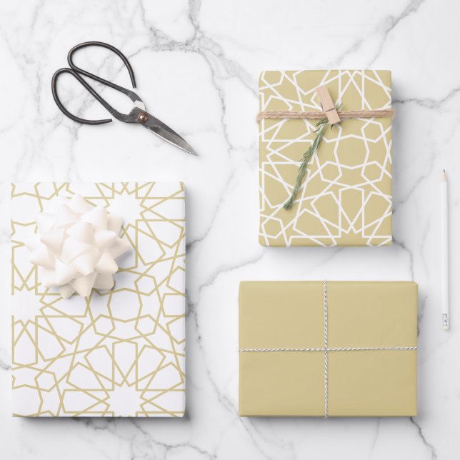 Papier cadeau Motif or Arabesque (Recto)