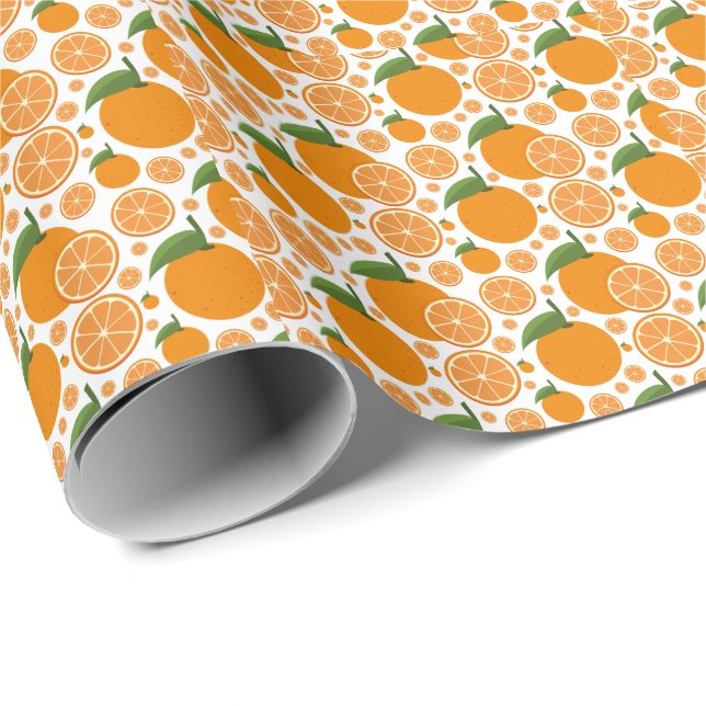 Papier Cadeau Motif orange (Coin rond)