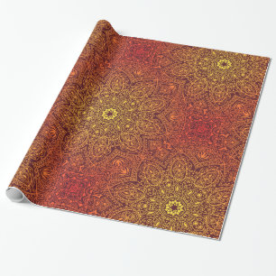 Papier Cadeau Motif ornemental orange de dentelle