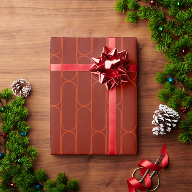 Papier Cadeau Motif ovale rouge orange (Cadeau de vacances)