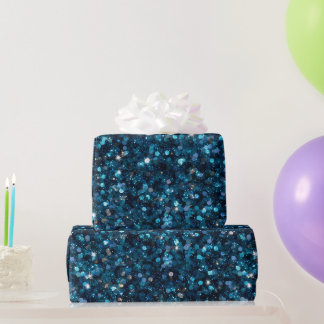 Papier Cadeau Motif Pailleté Bleu Turquoise Océan