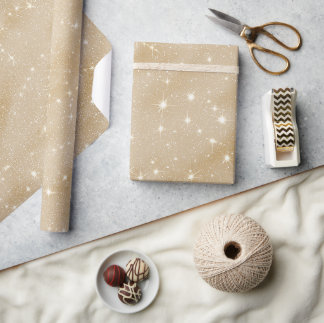 Papier Cadeau Motif Pailleté Crème Beige Sable Doux