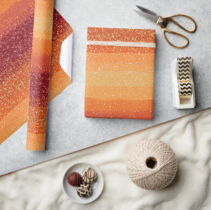 Papier Cadeau Motif Pailleté Dégradé de Coucher de Soleil Orange