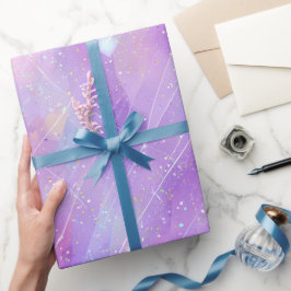 Papier Cadeau Motif Pailleté Iridescent Lavande Esthétique