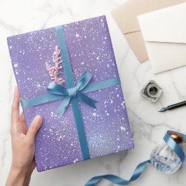 Papier Cadeau Motif Pailleté Iridescent Lavande Esthétique