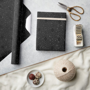 Papier Cadeau Motif pailleté noir et argent élégant