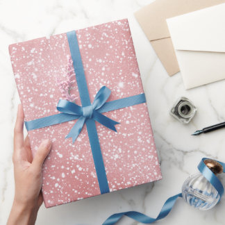 Papier Cadeau Motif Pailleté Rose Pâle Féminin Élégant