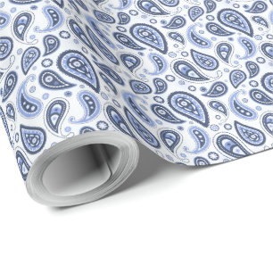 Papier Cadeau Motif Paisley Bleu