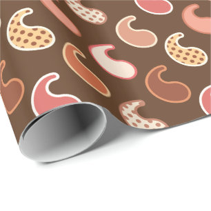 Papier Cadeau Motif Paisley moderne, Tons de la Terre, Brown de