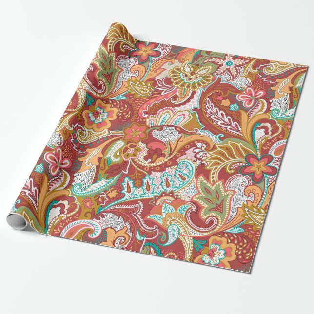 Papier Cadeau Motif paisley sur arrière - plan (Déroulé)