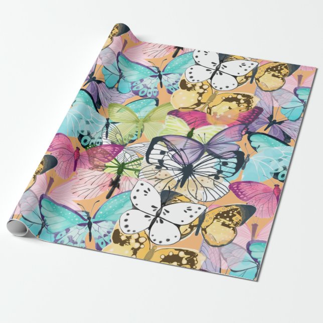 Papier Cadeau Motif papillon (Déroulé)
