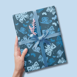 Papier Cadeau Motif papillon bleu