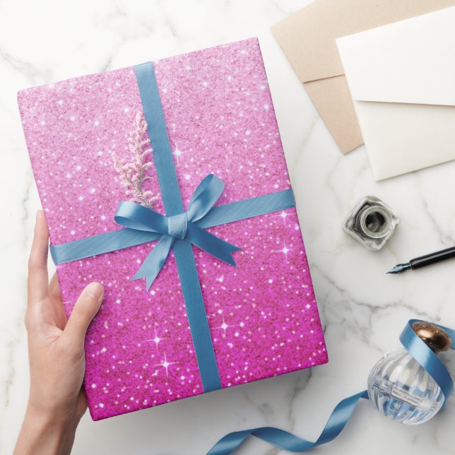 Papier Cadeau Motif Parties scintillant rose (Cadeaux)