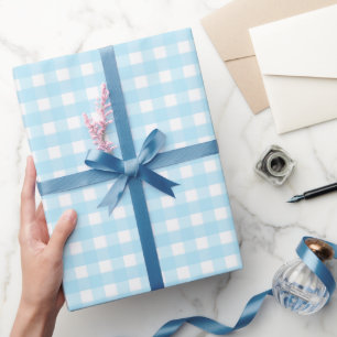 Papier Cadeau Motif Pastel Blue En vichy