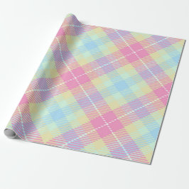 PAPIER CADEAU MOTIF PASTEL PINK & YELLOW PLAID