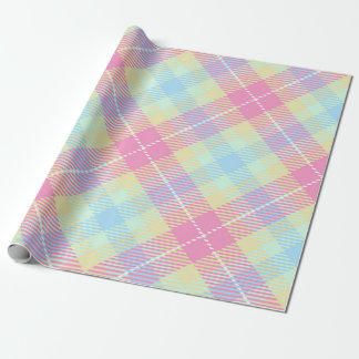 PAPIER CADEAU MOTIF PASTEL PINK & YELLOW PLAID