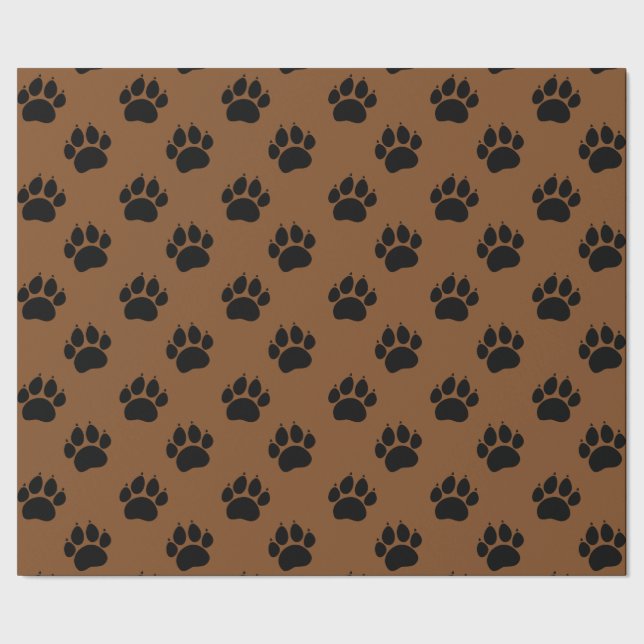 Papier Cadeau Motif Paw Pour Animaux Sur Papier Brown (Couture)