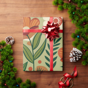 Papier Cadeau Motif personnalisé rétroactif de champ floral