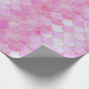 Papier Cadeau Motif Pink Pastel & Gold Shimmer Mermaid