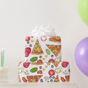 Papier Cadeau Motif Pizza d'aquarelle