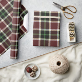 Papier Cadeau Motif plat bleu Tartan blanc foncé bordeaux