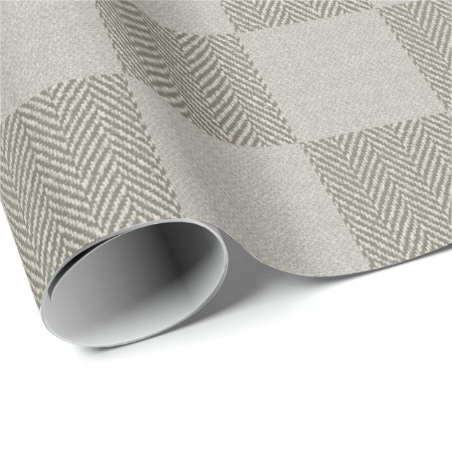 Papier Cadeau Motif plat neutre en bison gris-beige (Coin rond)