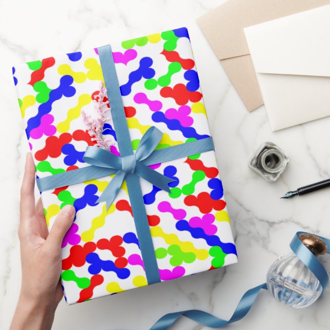 Papier Cadeau Motif pointillé zigzag vibrant (Cadeaux)