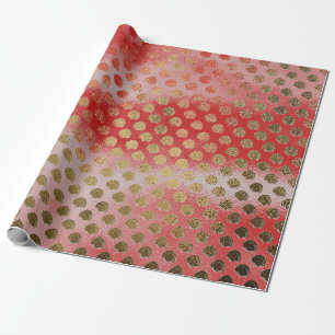 Papier Cadeau Motif Pois Doré Avec Ombre Colorée