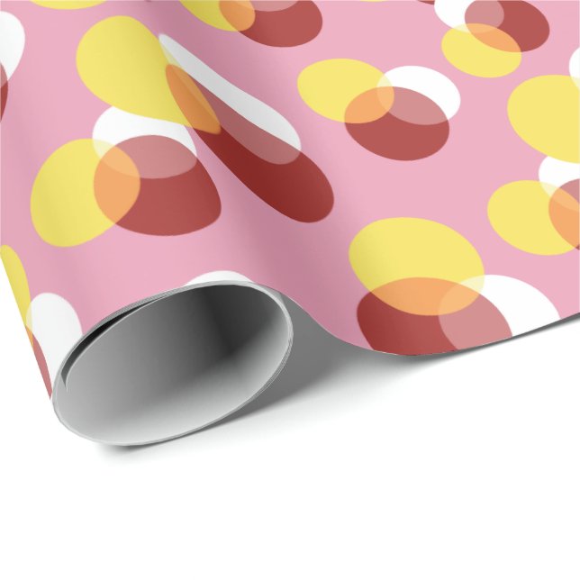 Papier Cadeau Motif Pois géométrique rose chic (Coin rond)