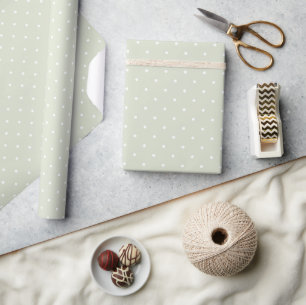 Papier Cadeau Motif Pois vert et blanc de Sage clair