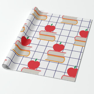 Papier Cadeau Motif Pommes et Livres Retour à l'école