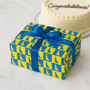 Papier Cadeau Motif Pop Art Bleu Jaune Or Delaware